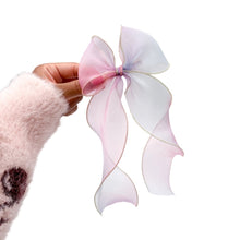 Load image into Gallery viewer, Gold Trim Ribbon Bow - Cotton Candy - Extra Large