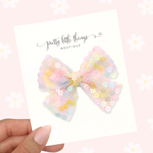 Load image into Gallery viewer, Sequin Flower Bow - Handtied - 3"