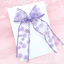 Load image into Gallery viewer, Floral Ribbon - Purple - Long Tailed - 3.5"