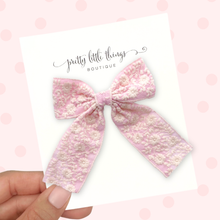 Load image into Gallery viewer, Embroidered Long Tailed Bow - Pink