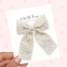 Load image into Gallery viewer, Embroidered Long Tailed Bow - Cream