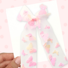 Load image into Gallery viewer, Butterfly Gardens - Pink - Long Tailed Ribbon Bow