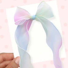 Load image into Gallery viewer, Pearl Edged - Rainbow - Long Tailed Ribbon Bow