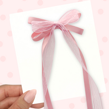 Load image into Gallery viewer, Lace and Silk - Pink - Long Tailed RIbbon Bow