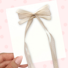 Load image into Gallery viewer, Lace and Silk - Cream - Long Tailed RIbbon Bow
