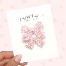 Load image into Gallery viewer, Lace Bow - Pink - Pigtails 2"