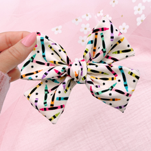 Load image into Gallery viewer, Colourful Crayons - Nola Handtied Bow 3.75"