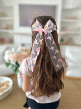 Load image into Gallery viewer, Butterfly Gardens - Purple - Long Tailed Ribbon Bow