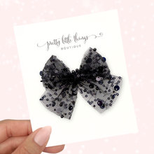 Load image into Gallery viewer, Sequin & Pearl Tulle - Black