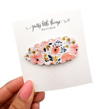 Load image into Gallery viewer, Peach & Navy Floral - Snap Clip - 3 for $10