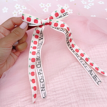Load image into Gallery viewer, Apple & Alphabet - Long Tailed Ribbon Bow