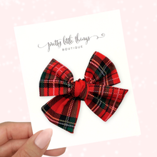 Load image into Gallery viewer, Red Tartan - Nola Handtied Bow 3.75"