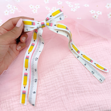 Load image into Gallery viewer, Pencil & Ruler - Long Tailed Ribbon Bow