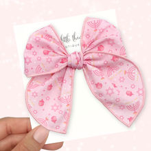 Load image into Gallery viewer, Pink Menorah - Hanukkah - Fable Bow - 4.5"