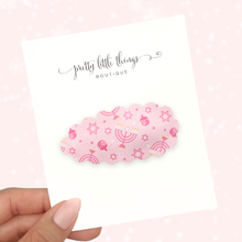 Load image into Gallery viewer, Pink Menorah - Hanukkah - Snap Clip (3 for $10)