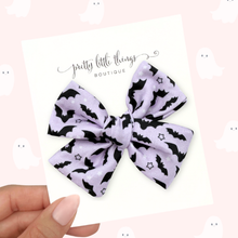 Load image into Gallery viewer, Purple Bats - Nola Handtied Bow 3.75"