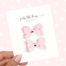 Load image into Gallery viewer, Pink on Pink Hearts- Micro Pigtails 1.72”