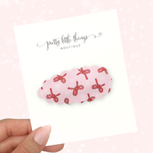Load image into Gallery viewer, Candy Cane Bows - Snap Clip (3 for $10)