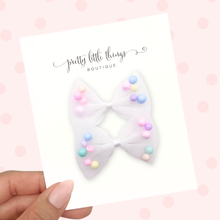 Load image into Gallery viewer, White Mini PomPom - Pigtails 2"