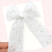 Load image into Gallery viewer, Sequin & Pearl Tulle - Long Tailed - White
