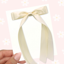 Load image into Gallery viewer, Silk Ribbon Bow - Butter Yellow - Long Tailed - 3.5"