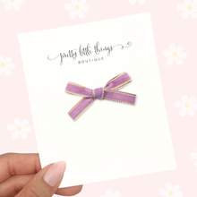Load image into Gallery viewer, Gold Trim Purple Velvet - Ribbon Bow - 3"