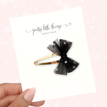 Load image into Gallery viewer, Tulle Bow - Black - Snap Clip