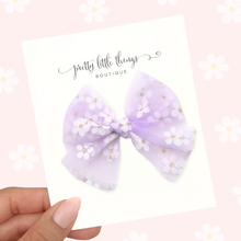 Load image into Gallery viewer, Tulle Daisies - Purple - Tulle Handtied - 3"