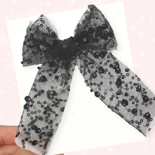 Load image into Gallery viewer, Sequin & Pearl Tulle - Long Tailed - Black