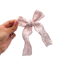 Load image into Gallery viewer, Pink Tweed - Ribbon Bow