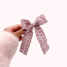 Load image into Gallery viewer, Lace Long Tail Bow - Dusty Mauve