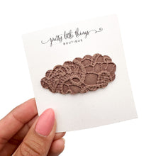 Load image into Gallery viewer, Brown Lace Embossed - Snap Clip - 3 for $10