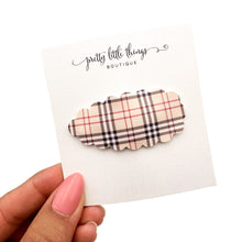 Load image into Gallery viewer, Beige Plaid - Snap Clip - 3 for $10