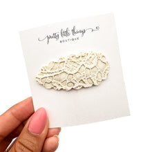 Load image into Gallery viewer, Cream Lace Embossed - Snap Clip - 3 for $10