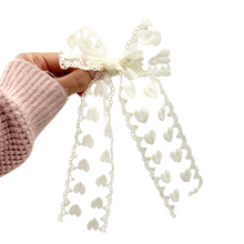 Load image into Gallery viewer, Ivory Lace Hearts - Long Tailed - 4.25”