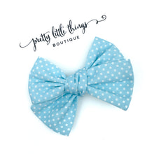 Load image into Gallery viewer, Blue Polka Dotted - Nola Handtied Bow 3.75”