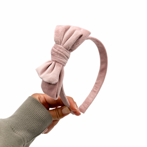 Velvet Present Bow Headband - Pink