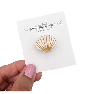 Seashell Micro Claw Clip - White - 1.5"