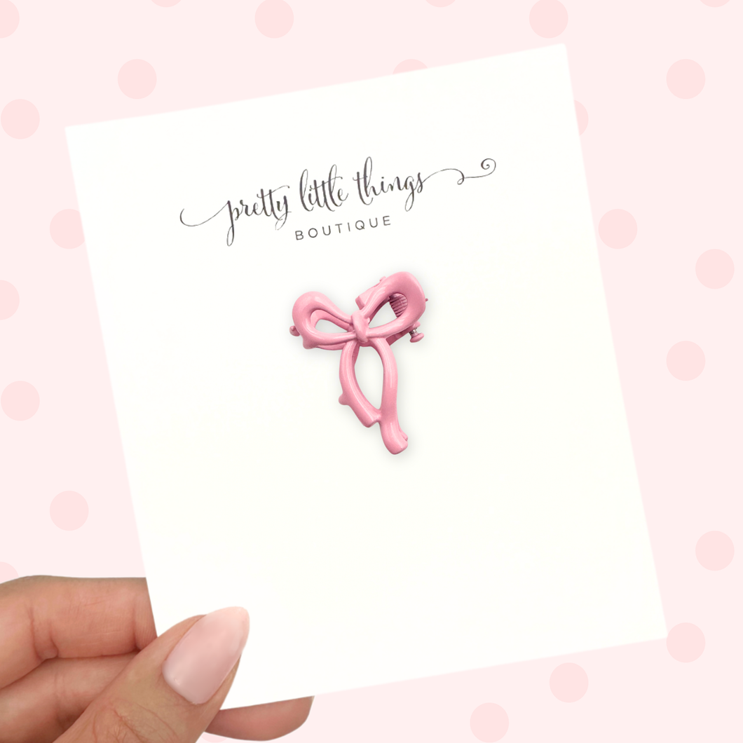 Mini Bow - Metal - Pink - Claw Clip