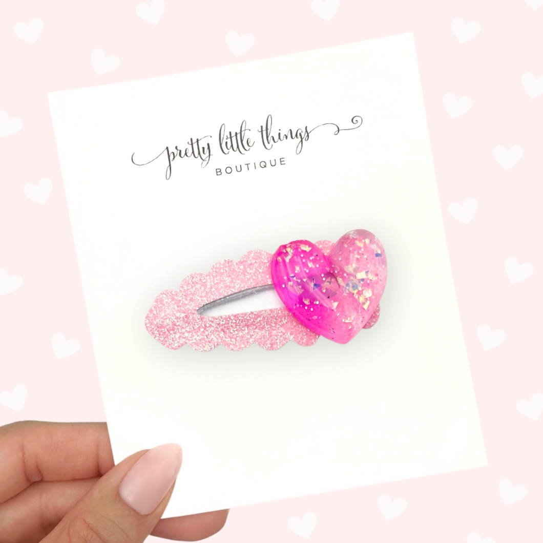 Ombre Heart - Pink - Open Snap Clip