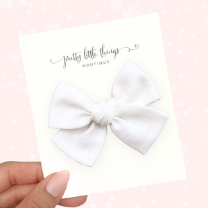 White Solid - Nola Handtied Bow 3.75”