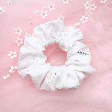 Load image into Gallery viewer, Eyelet Lace - White - Scrunchie (Adult) - 3 for $30
