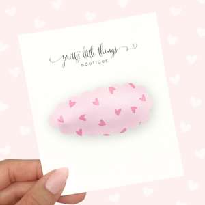 Pink on Pink Hearts - Snap Clip - 3 for $10