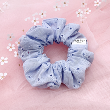 Load image into Gallery viewer, Eyelet Lace - Periwinkle - Scrunchie (Adult) - 3 for $30
