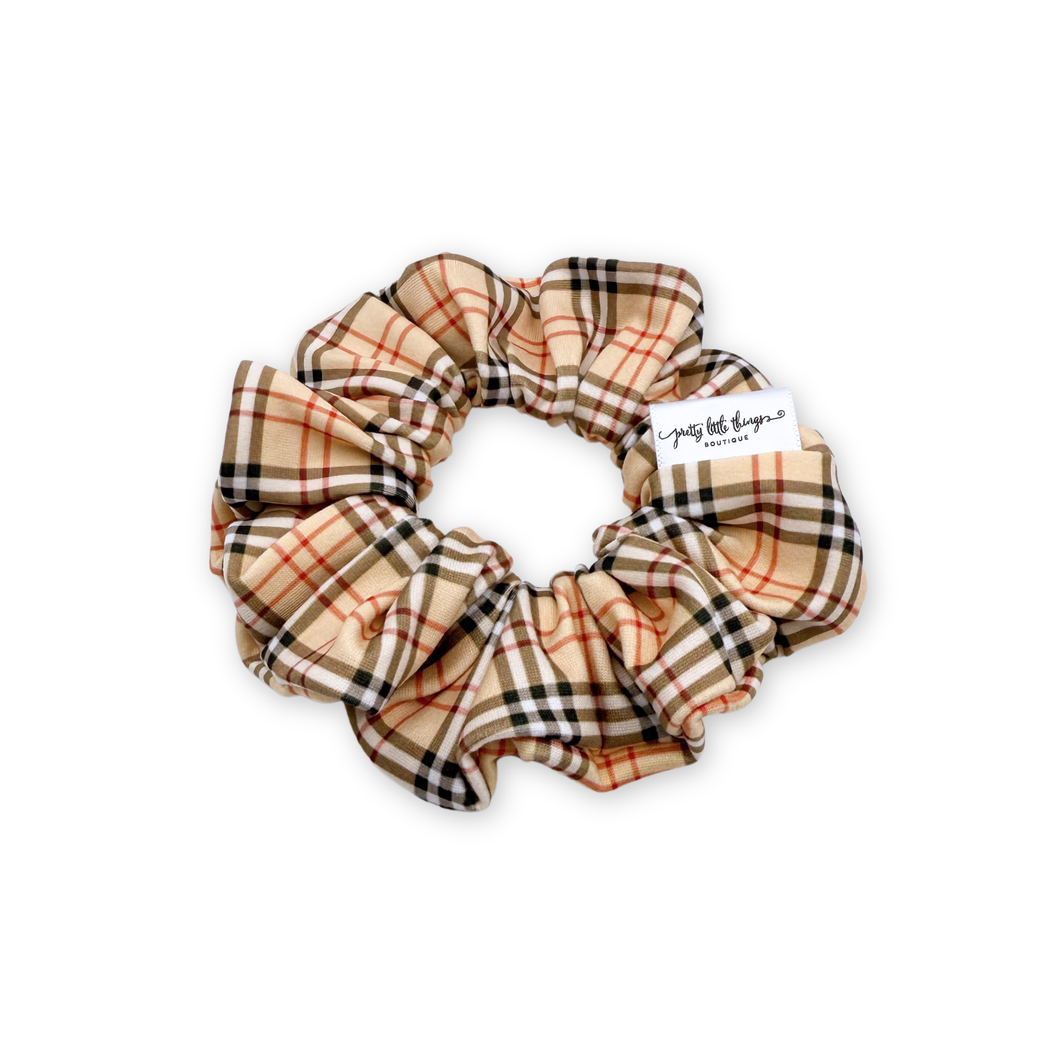 Beige Plaid - Scrunchie (Child) - 3 for $30