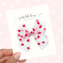 Load image into Gallery viewer, Red Hearts- Tulle Fable Bow - 4&quot;
