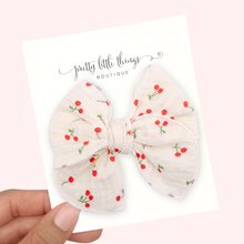 Load image into Gallery viewer, Cherries on White - Fable Bow
