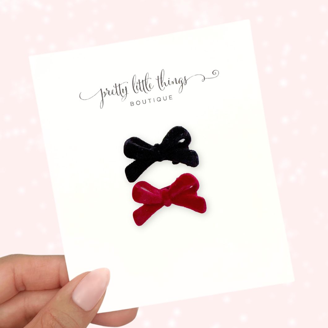 Micro Velvet Clips - Wine & Black - Set of 2