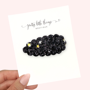 Black & Gold Star Glitter - Snap Clip (3 for $10)