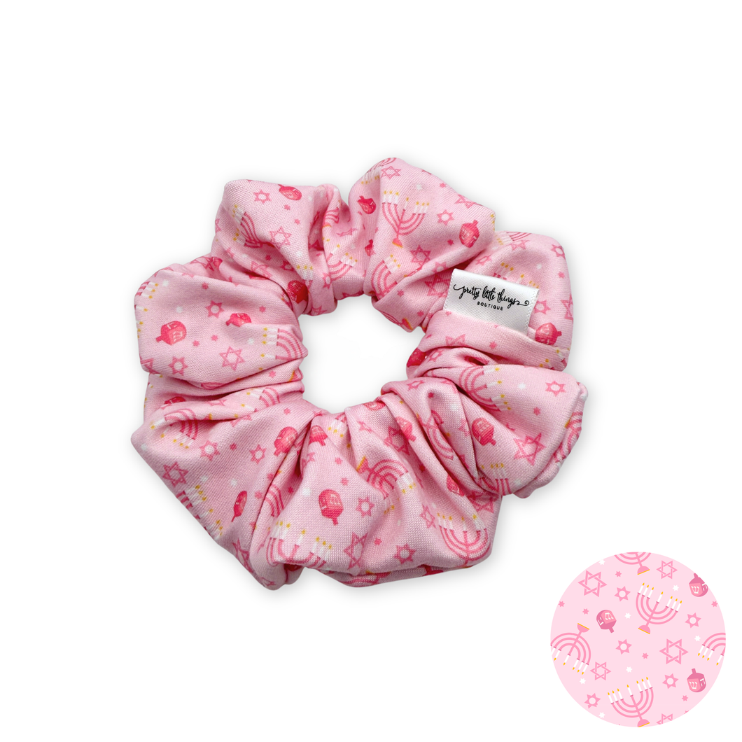 Pink Menorah - Hanukkah - Scrunchie (Child) - 3 for $30